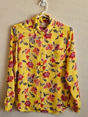 Philosophy Long Sleeve Yellow Floral Pattern Blouse